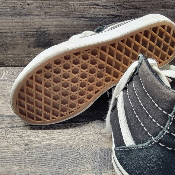 Vans Sk8-Hi Youth Size 1Y Black White Canvas Suede Youth High Top Skater Shoes - Picture 5 of 6
